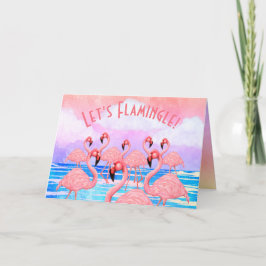 Cartão Flamingoes na placa de parada