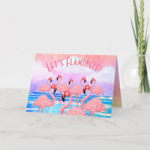 Cartão Flamingoes na placa de parada