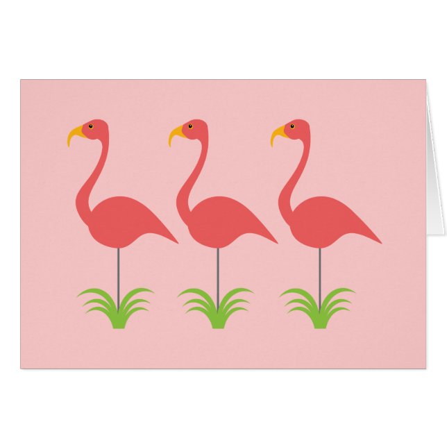 Cartão Flamingos cor-de-rosa corais retros para alguma (Frente horizontal)