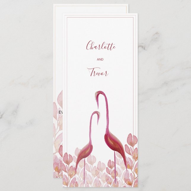 Cartão Flamingos Elegantes, Dourados E Rosa (Frente/Verso)