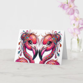 Cartão Flamingos Preciosos e Espalhafatosos