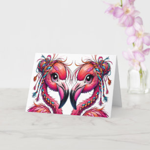 Cartão Flamingos Preciosos e Espalhafatosos