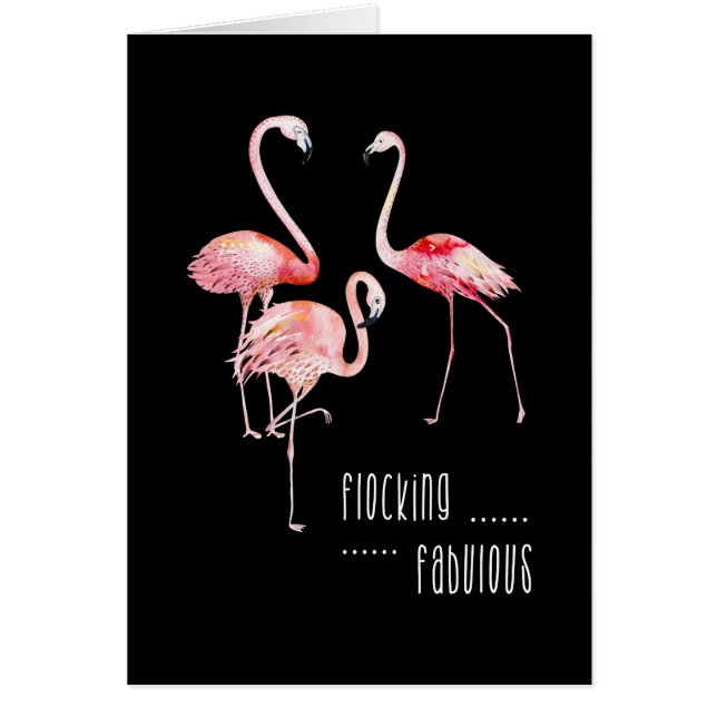 Cartão Flamingos, reunindo o presente engraçado fabuloso (Frente)