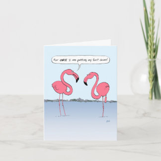 Cartão Flamingos Rosa Engraçados Cartoon Aniversário Pers