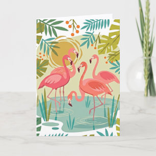 CARTÃO FLAMINGOS ROSAS FICAM JUNTOS