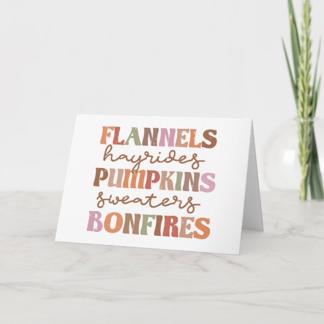Cartão Flannels Pumpkins Bonfire (Frente)