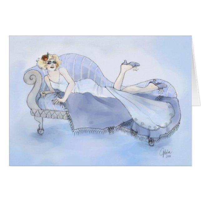 Cartão Flapper em azul (Frente Horizontal)