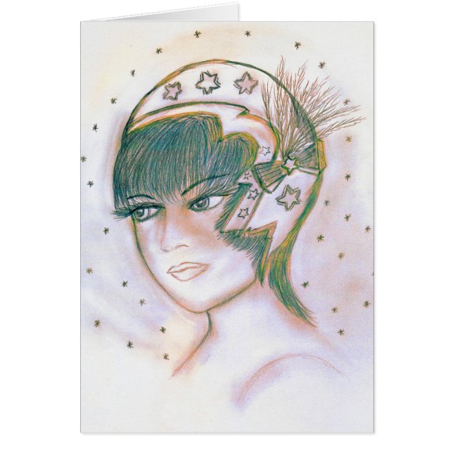 Cartão Flapper estrelado torcido (Frente)