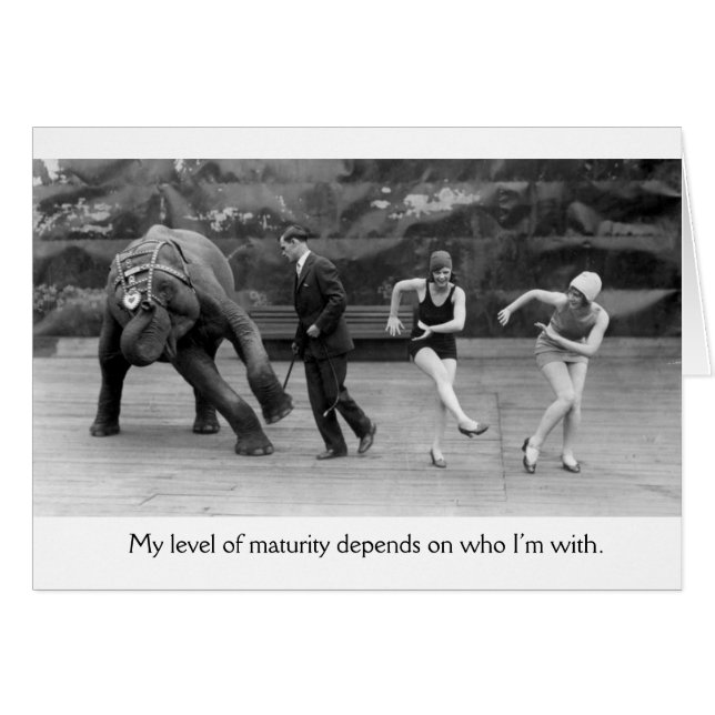 Cartão Flappers & elefante do vintage que dançam o (Frente Horizontal)