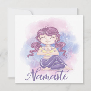 Cartão Flat da Menina Namaste Yoga