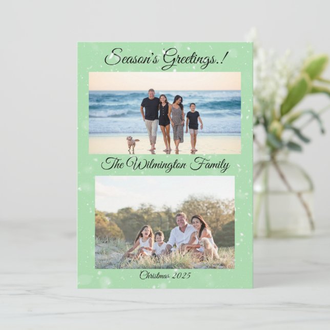 Cartão Flat de Natal da Família Balble sazonal (Em pé/Frente)