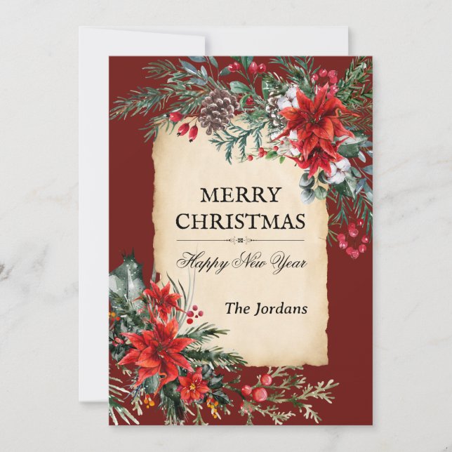 Cartão Flat Foliday Clássico de Natal (Frente)