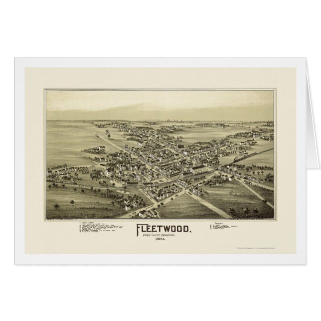 Cartão Fleetwood, mapa panorâmico do PA - 1893 (Frente Horizontal)