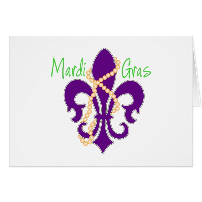 Cartão Fleur De Lis com miçangas (Frente Horizontal)