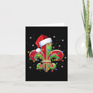 Cartão Fleur De Lis Enfeites de natal Com Santa Hat Xma