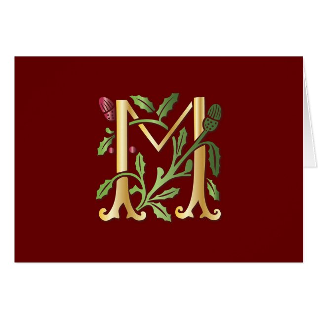 Cartão Fleur-de-lis M Monograma (Frente Horizontal)