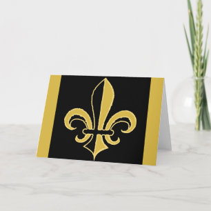 Cartão Fleur de lis, preto e Dourado