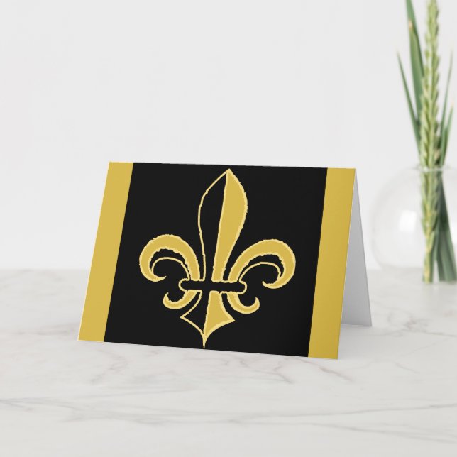 Cartão Fleur de lis, preto e Dourado (Frente)