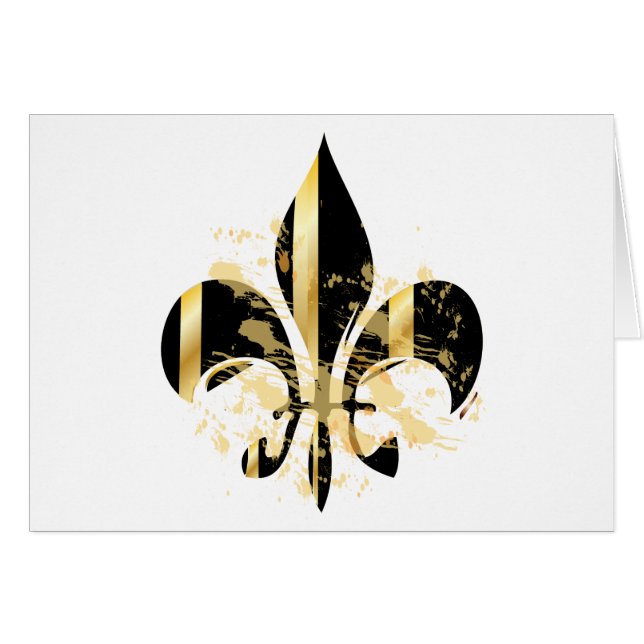 Cartão Fleur de Lis, preto e Dourado (Frente Horizontal)