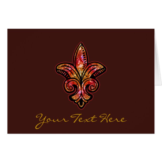 Cartão Fleur medieval - vermelho (Frente horizontal)