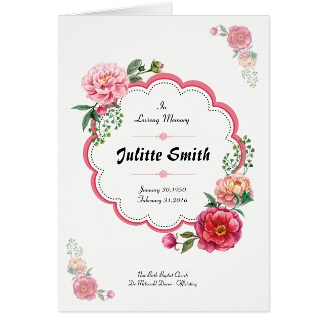 Cartão Floal Funeral Program Template (Frente)