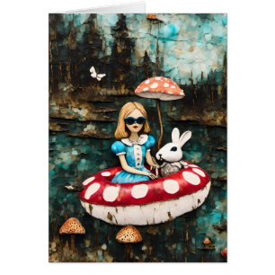 Cartão Float Trip Fantasy Alice and White Rabbit, Olá