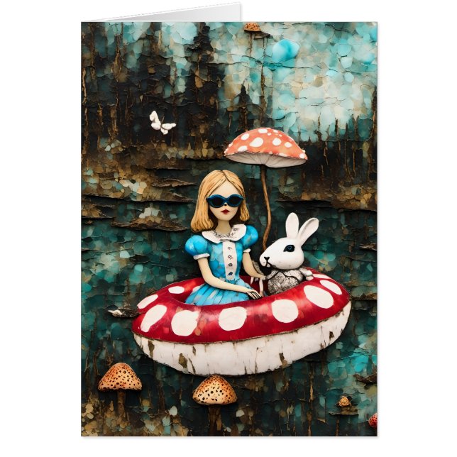 Cartão Float Trip Fantasy Alice and White Rabbit, Olá (Frente)