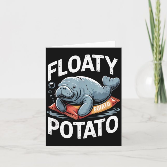 Cartão Floaty Tatoes Manatee Funny Sea Cow Ocean Animal L (Frente)