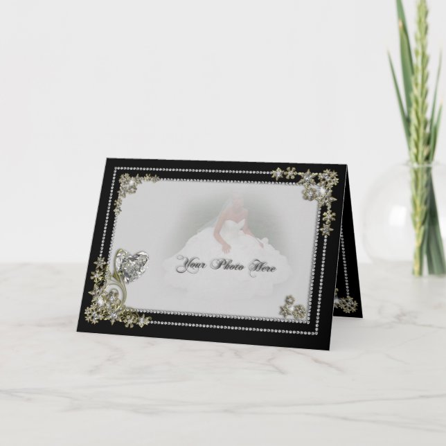 Cartão Floco da neve do diamante & foto do inverno do (Frente)