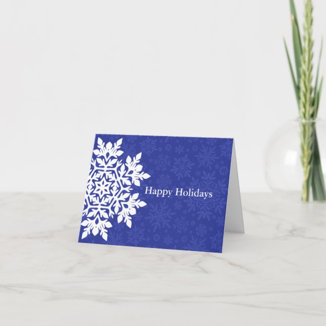 Cartão Floco de neve branco elegante (meia-noite) (Frente)