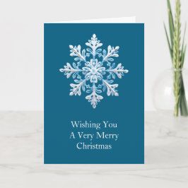 Cartão Floco de Neve de Natal Branco Teal Blue