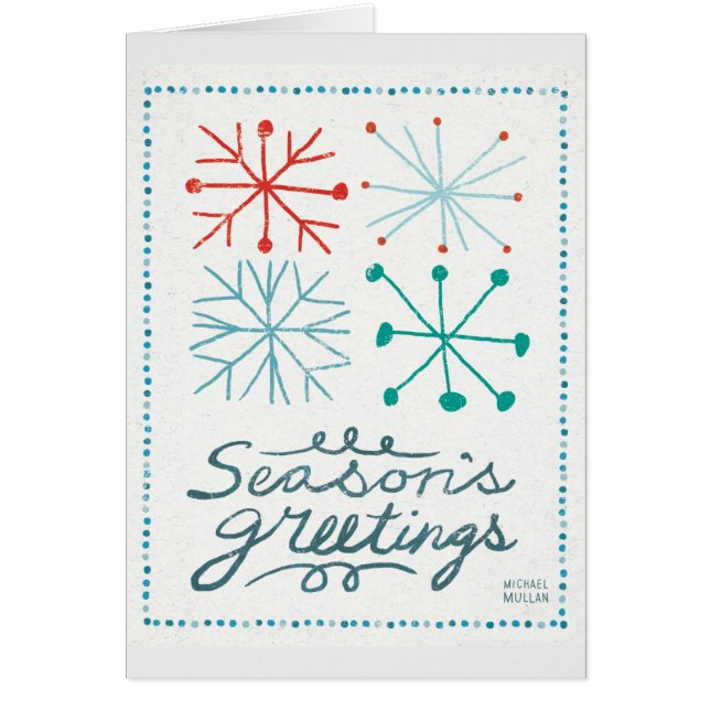 Cartão Flocos de neve alegres de Christmastime (Frente)