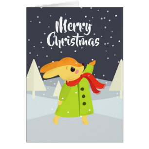 Cartão Flocos de neve captados no coelho natalino