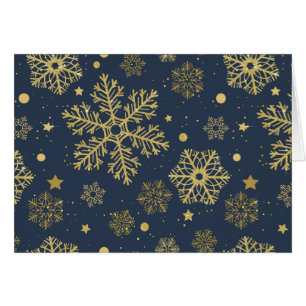 Cartão Flocos de neve do ouro no marinho