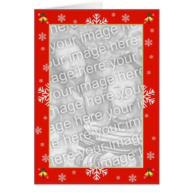 Cartão Flocos de neve personalizáveis e sinos de Natal (Frente)