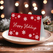 Flocos de Neve Simples Felicidades Natal Vermelho