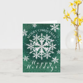 Cartão Flocos de Neve Verde Branco