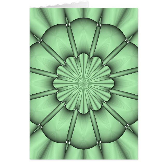 Cartão Flor Abstrata em Verde Pálido (Frente)