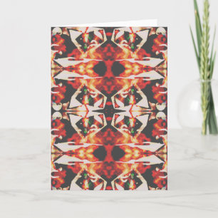 Cartão Flor Abstrato multicolor em preto vermelho amarelo