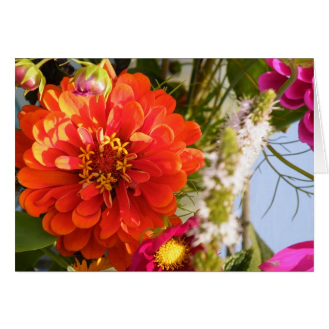 Cartão Flor alaranjada (Frente horizontal)