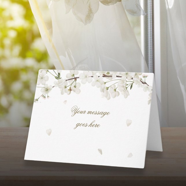 Cartão Flor Branco Bonito de Script Personalizado Elegant (Elegant Personalized Script Pretty White Blossom Card)