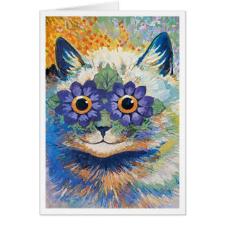 Cartão Flor Cat por Louis Wain