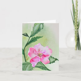 Cartão Flor de aguarela rosa personalizável