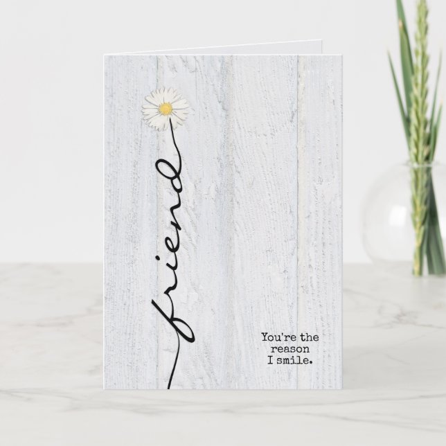 Cartão flor de amizade margarida em madeira (Frente)