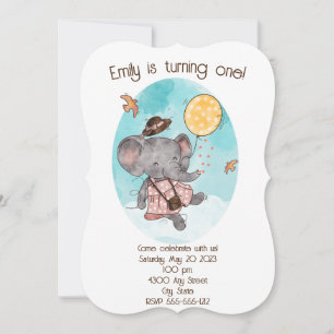Cartão Flor de Aniversário de Elefante para Menina
