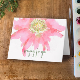 Cartão Flor De Aquarela Pintada À Mão   Rezando Por Você