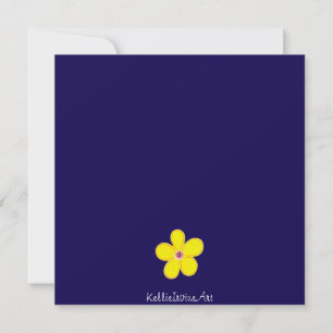 Cartão Flor de Arte Amarelo Brilhante com marinho