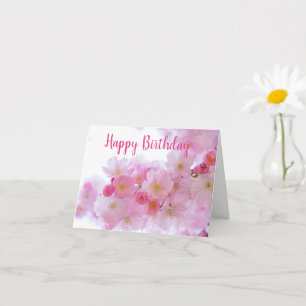 Cartão Flor de Cereja Rosa   Aniversário Personalizado