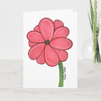 Cartão Flor de cor-de-rosa com fundo branco em branco