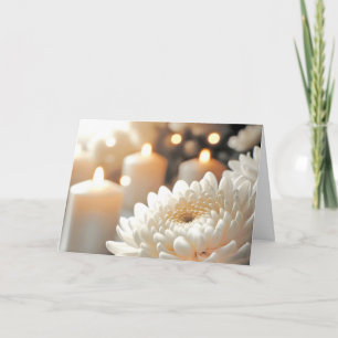 Cartão Flor de Crisântemo de Aniversário e Velas